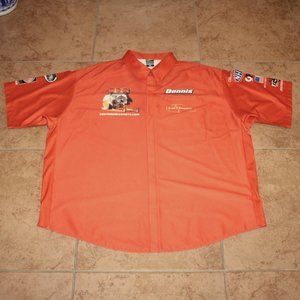 Advertising Edge mens 3XL orange shirt with snaps NHRA DSR hot rod dragster USA